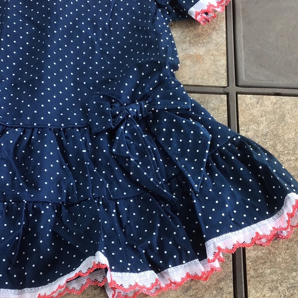 Vintage navy polka dot bib dress - Picture 3 of 4